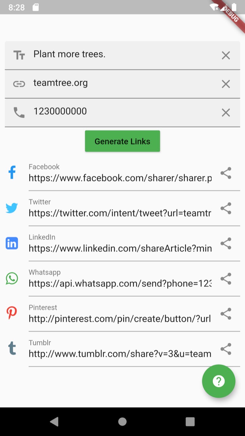Link Generator Screenshot